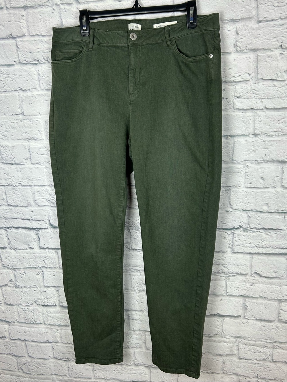 J.Jill Denim Boyfriend Straight Leg Ankle Jeans Olive Green Size 16R Stretch